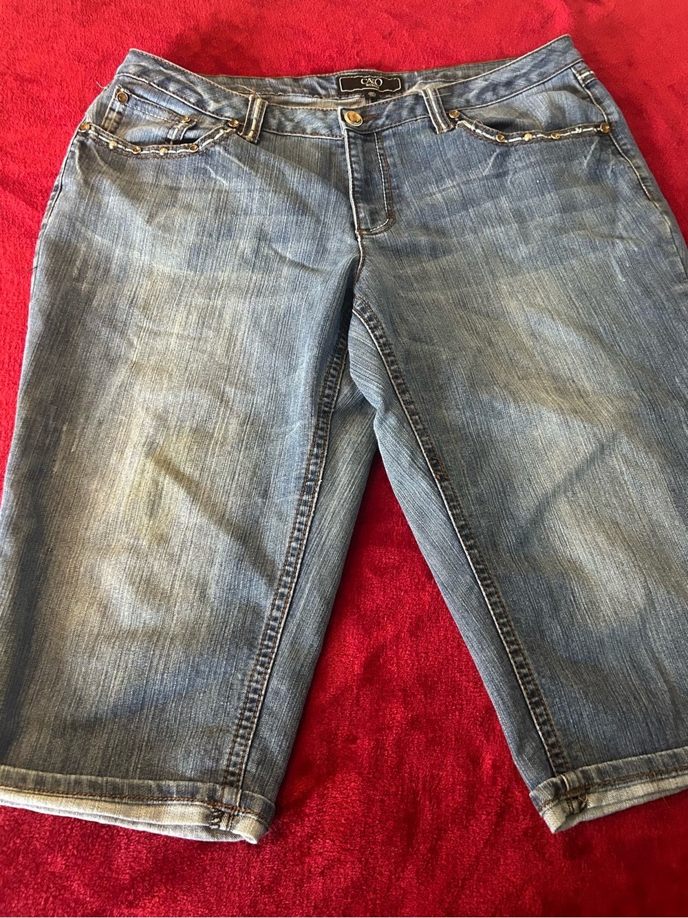 Cato Medium Blue Denim Bermuda capris pants/ long shorts size 18W